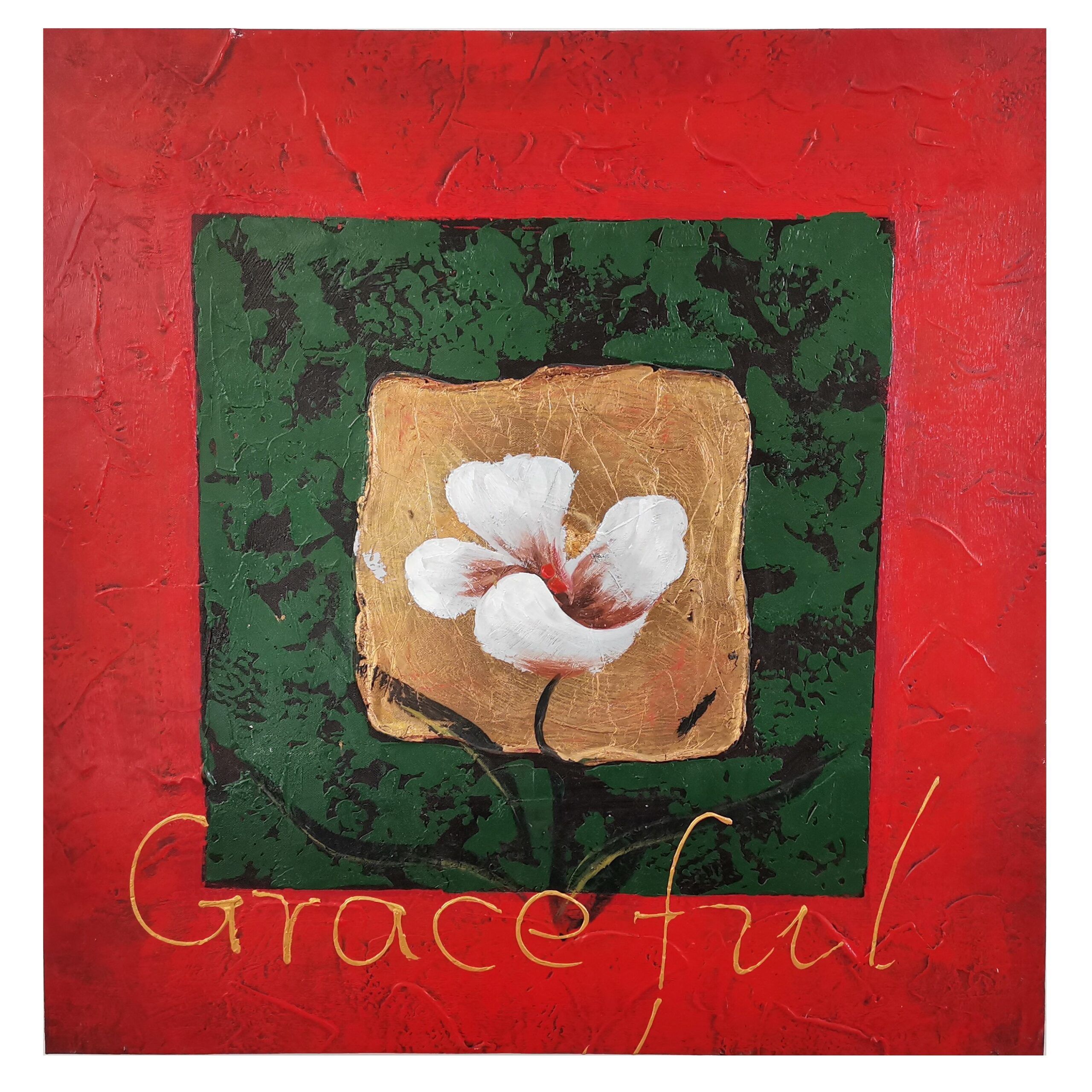 Quadro su tela graceful rosso ed oro 60×60