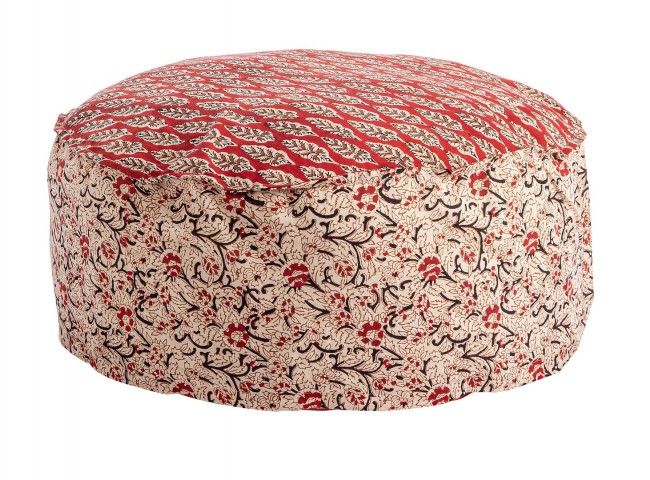 POUF LORIENT ROSSO C-FOGLIA-FIORE D65X25