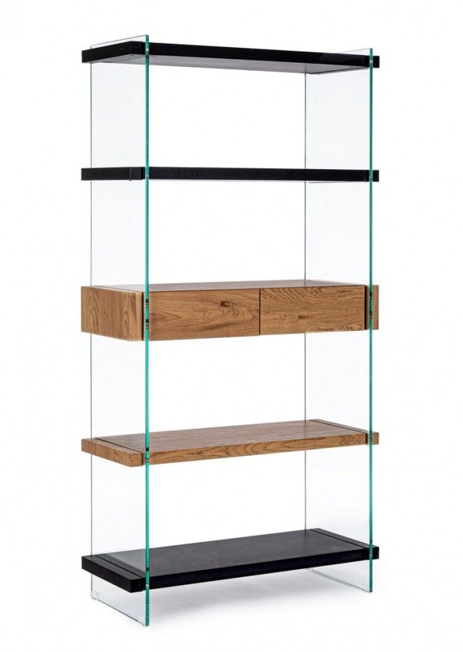 LIBRERIA 4P-2C LINE WOOD NERO