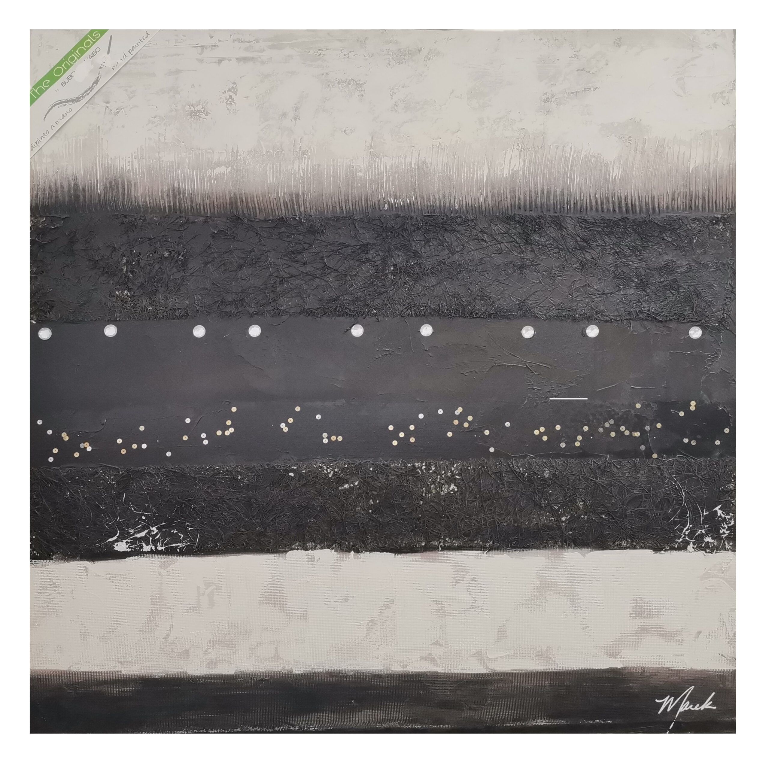 Quadro su tela bianco e nero ASTRATTO 80×80