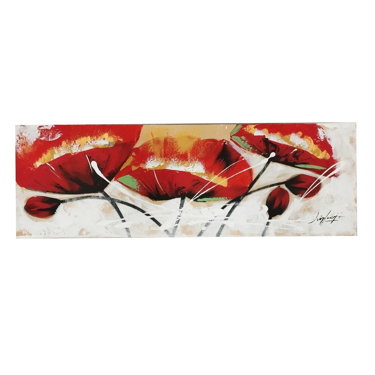 Quadro su tela 30×90 papaveri