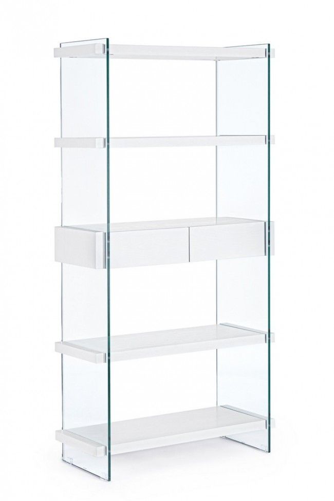 LIBRERIA 4P-2C LINE WOOD BIANCO