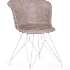 SEDIA LOFT BIANCO PU BEIGE VINTAGE