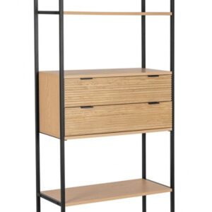 LIBRERIA 4P-2C ALLYCIA NERO-NATURALE