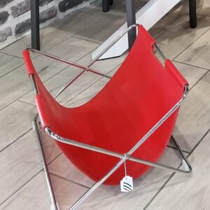 Porta riviste cromo e tessuto rosso
