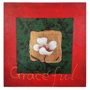 Quadro su tela graceful rosso ed oro 60x60