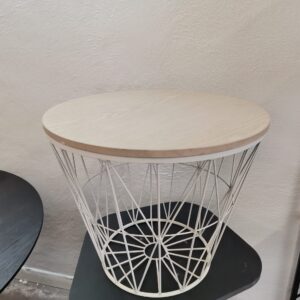 Tavolino Olmo con basamento bianco intreccio