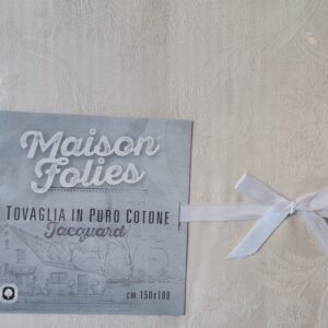 Tovaglia Maison Folies in puro cotone 150x180 cm colore avorio
