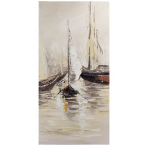 Quadro ad olio su tela vela tramonto 50x100