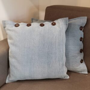 Set 2 cuscini Bottoni Jeans 45x45
